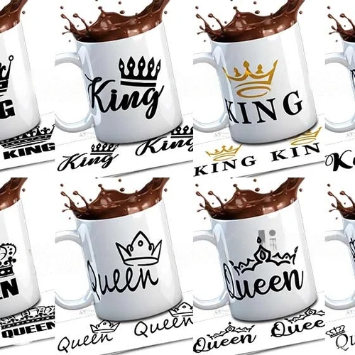 30 modèles  de tasses mugs designs sublimation thème queen king