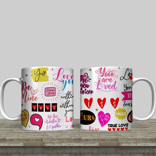 Modèle de sublimation  design template mug11oz  png thème  love n°9