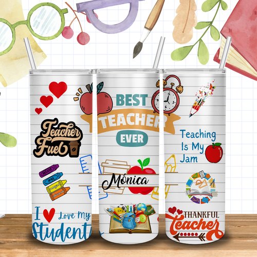 Pack 30 designs tumbler sublimation 20 oz thème teacher