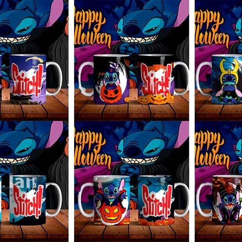 Pack 6 designs pour mug 11 oz thème halloween personne dessin animé