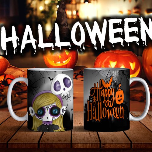 Pack 6 designs pour mug 11 oz thème halloween