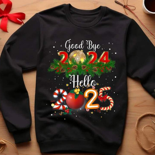 Design png t shirt sweat  - good bye 2024 hello 2025