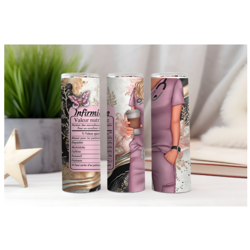Design tumbler gobelet 20 oz  png infirmière