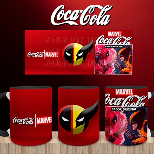 Pack 7 designs png 11 oz thème coca cola deadpool