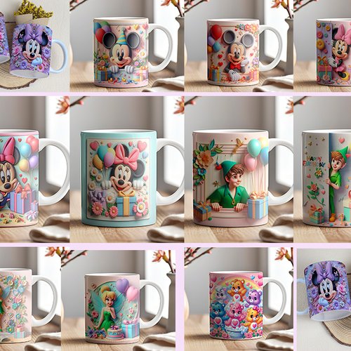 Pack 11 designs png 11 oz thème mickey minnie féé clochette ...