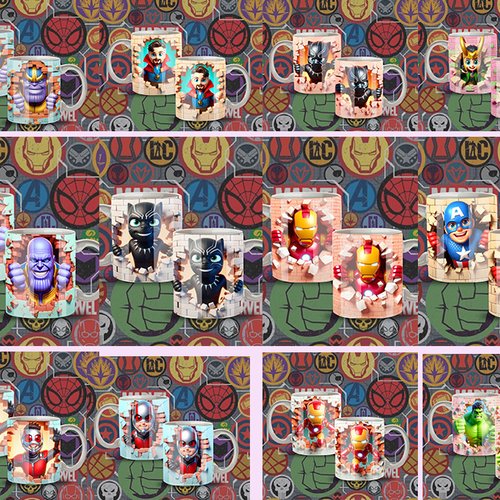 Pack 28 designs png 11 oz thème marvel
