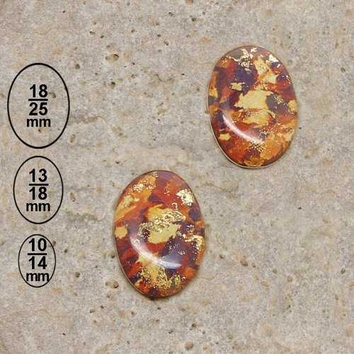 2 cabochons bronzite, or 18-25, 13-18, 10-14 mm