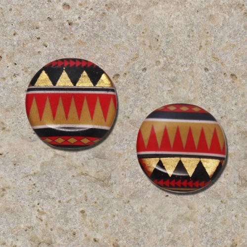 2 cabochons ronds 20 mm triangle or