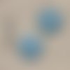 2 cabochons impression dentelle bleu et strass, 25, 22, 20 mm