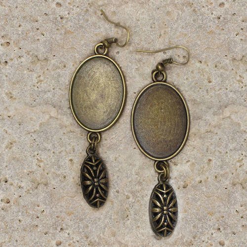 Support boucle d'oreille cabochon ovale 18 x 25 mm 