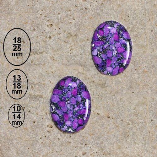 2 cabochons mohave, violet, argent 18-25, 13-18, 10-14 mm