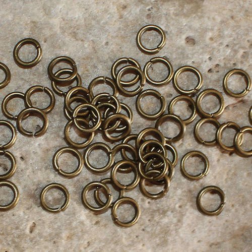 50 anneaux bronze 7 mm épaisseur 1,3 mm 