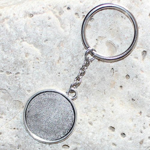 Porte-clés support de cabochons double face rond 22 mm