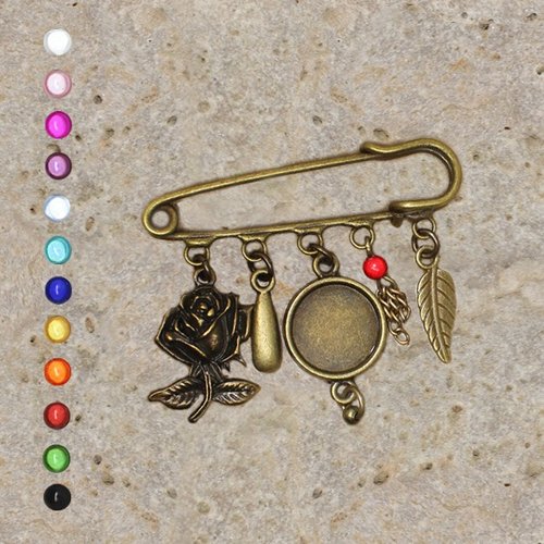 Support broche cabochon 14 mm, rose
