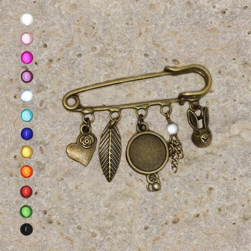 Support broche cabochon 14 mm, lapin