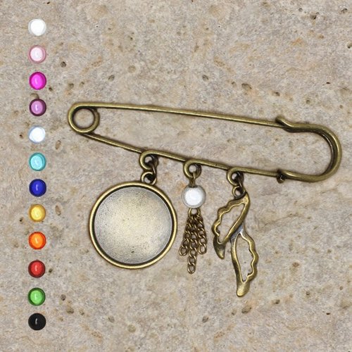 Support broche cabochon 20 mm, ailes
