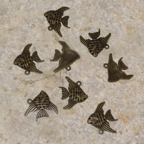 8 pendentifs breloques poisson bronze