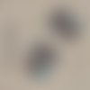 2 cabochons motif plume de paon marron bleu 25,20,14,12 mm