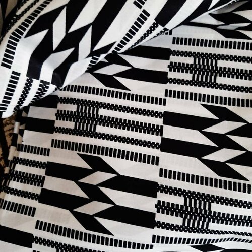 Tissu kente 100 % coton, noir et blanc élégant, à partir de 50cm/120cm de largeur, ankara kente fabric.