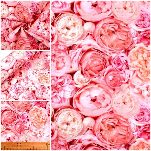 Nouveautés spécial printemps, tissu en coton,roses ,à partir de 50cm, floral cotton fabric.