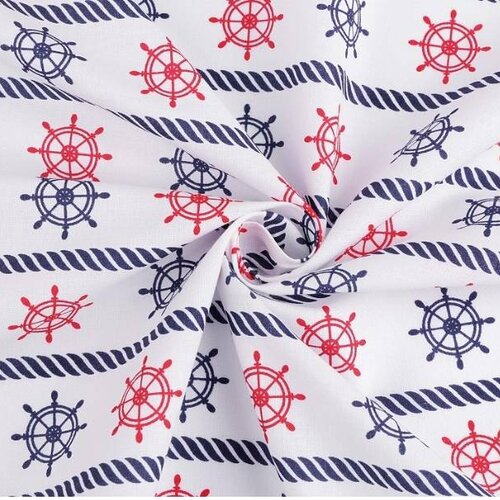 Tissu coton motifs navy marine , à partir de 50cm. (certifié:öko-tex).