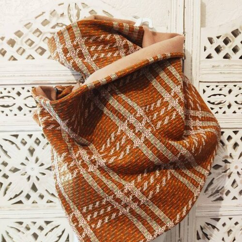 Écharpe enroulée en maille et  cachemire 100% laine,double face,couleur beige camel, très élégant, idée cadeau.écharpe triangle.