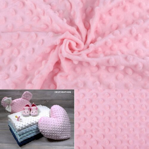 Tissu minky 3d,couleur rose bébé, très doux, à partir de 50cm/80cm.
