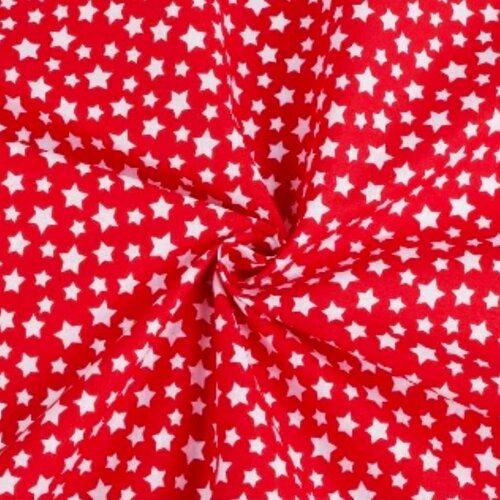 Tissu coton, imprimé &quot;étoiles&quot;, fond rouge,à partir de 50cm, 2 largeurs au choix(80cm ou 160cm de laize).