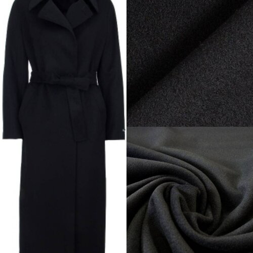 Tissu lainage,cachemire de luxe, noir, signė,épais, 100% laine,150cm de largeur.(habillement et ameublement) manteau,cape..ect