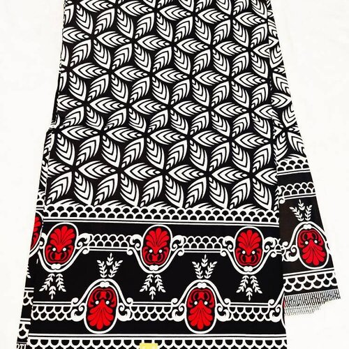 Tissu wax,motif fleuri, noir et blanc,à partir de 50cm/116cm de largeur.ankara fabrics.
