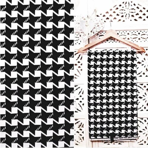 Tissu wax motif &quot;pied de poule&quot;, noir et blanc,à partir de 50cm/116cm de largeur.ankara fabrics.