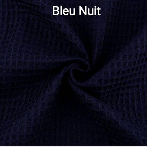 Tissu nid d’abeille gaufré en coton, bleu paris.livraison offerte