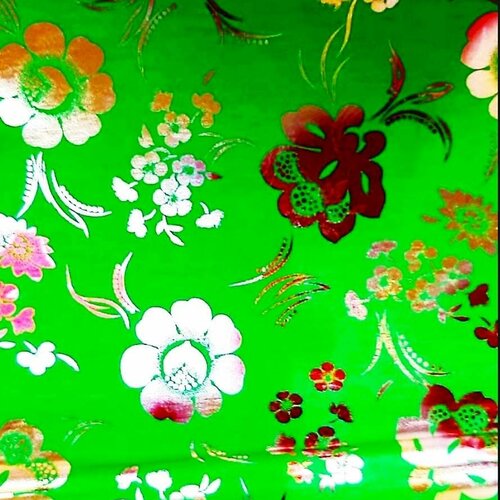 Tissu wax 100% coton, &quot;super nice&quot;, imprimé fleuri fond vert,aspects brillant et rigide,à partir de 50cm/119 cm de largeur.(voir vidéo).