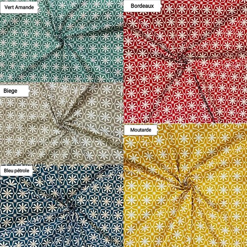 Tissu popeline de coton imprimée fleuri 5 couleurs aux choix,à partir de 50cm, 2 largeurs au choix(80cm ou 160cm de laize).