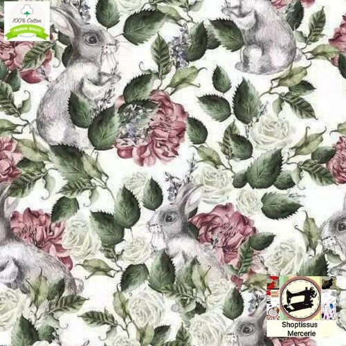 Tissu en coton premium joli motif papillon par 50cm,2 largeurs aux choix 77cm ou 155 cm.livraison offerte .
