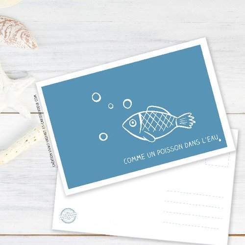 Carte Postale Deco Theme Marin Poisson Dans L Eau Un Grand Marche