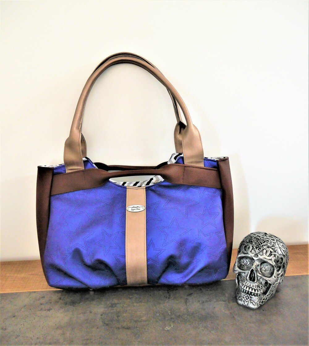 Grand Sac A Main Original Et Unique Bleu Metallise Un Grand Marche