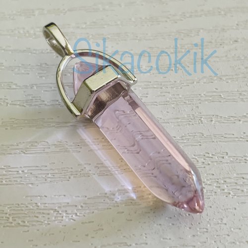 1 breloque pendentif gemme transparente rose