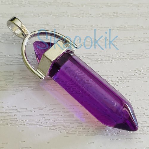1 breloque pendentif gemme transparente violet