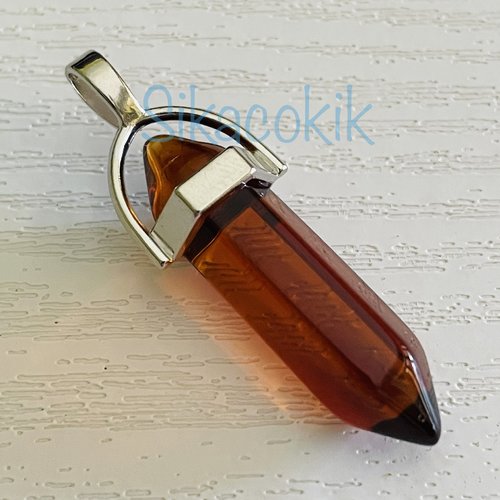 1 breloque pendentif gemme transparente ambre