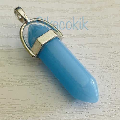 1 breloque pendentif gemme mat bleu turquoise