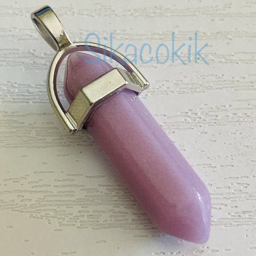 1 breloque pendentif gemme mat violet pastel