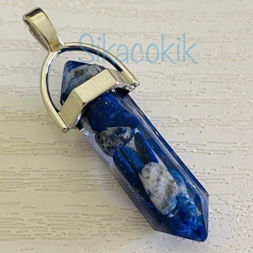 1 breloque pendentif gemme pierre bleu foncé