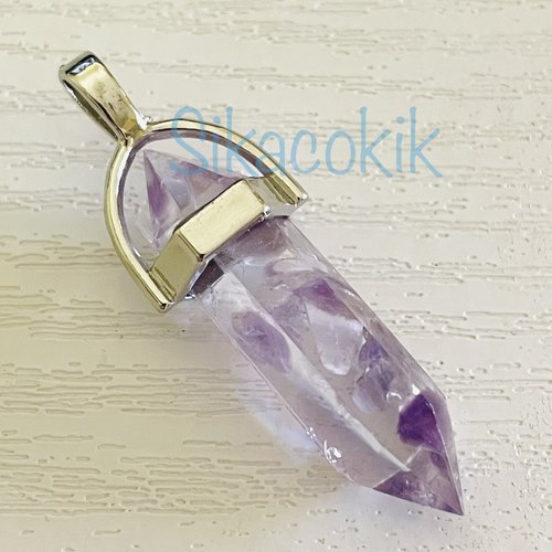 1 breloque pendentif gemme pierre violet clair