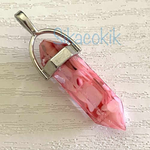 1 breloque pendentif gemme pierre rose