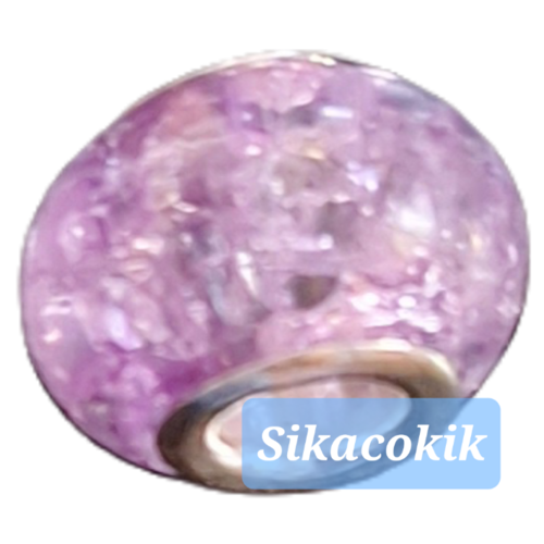 1 perle résine violet clair 14mm craquelé type pandora