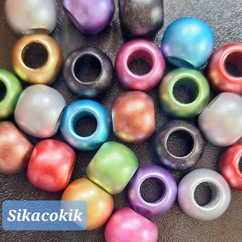 20 perles acrylique rondes 12mm, gros trou, 9 couleurs