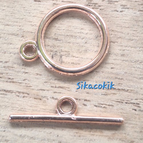 1 fermoir t acier inxoydable or rose 15mm toggle