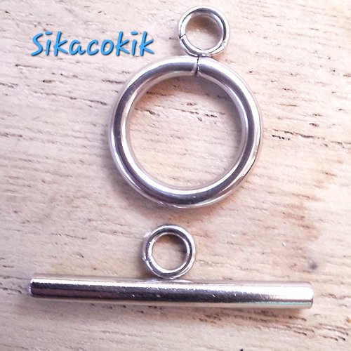1 fermoir t acier inxoydable argent 15mm toggle