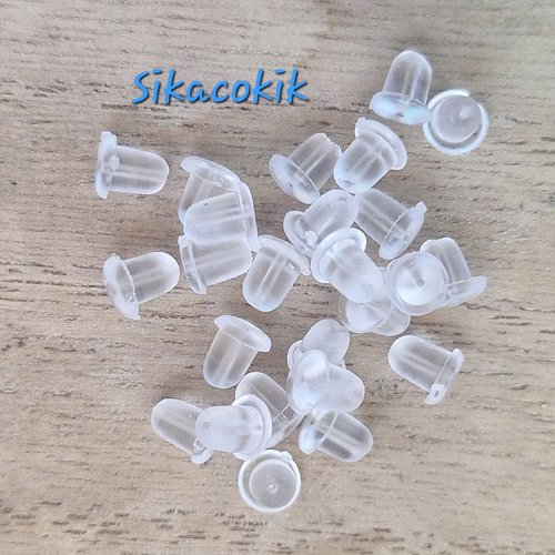 50 poussoirs transparents en plastique 5*4mm boucles d'oreilles